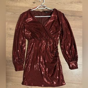 Dynamite Wrap Sequin Dress